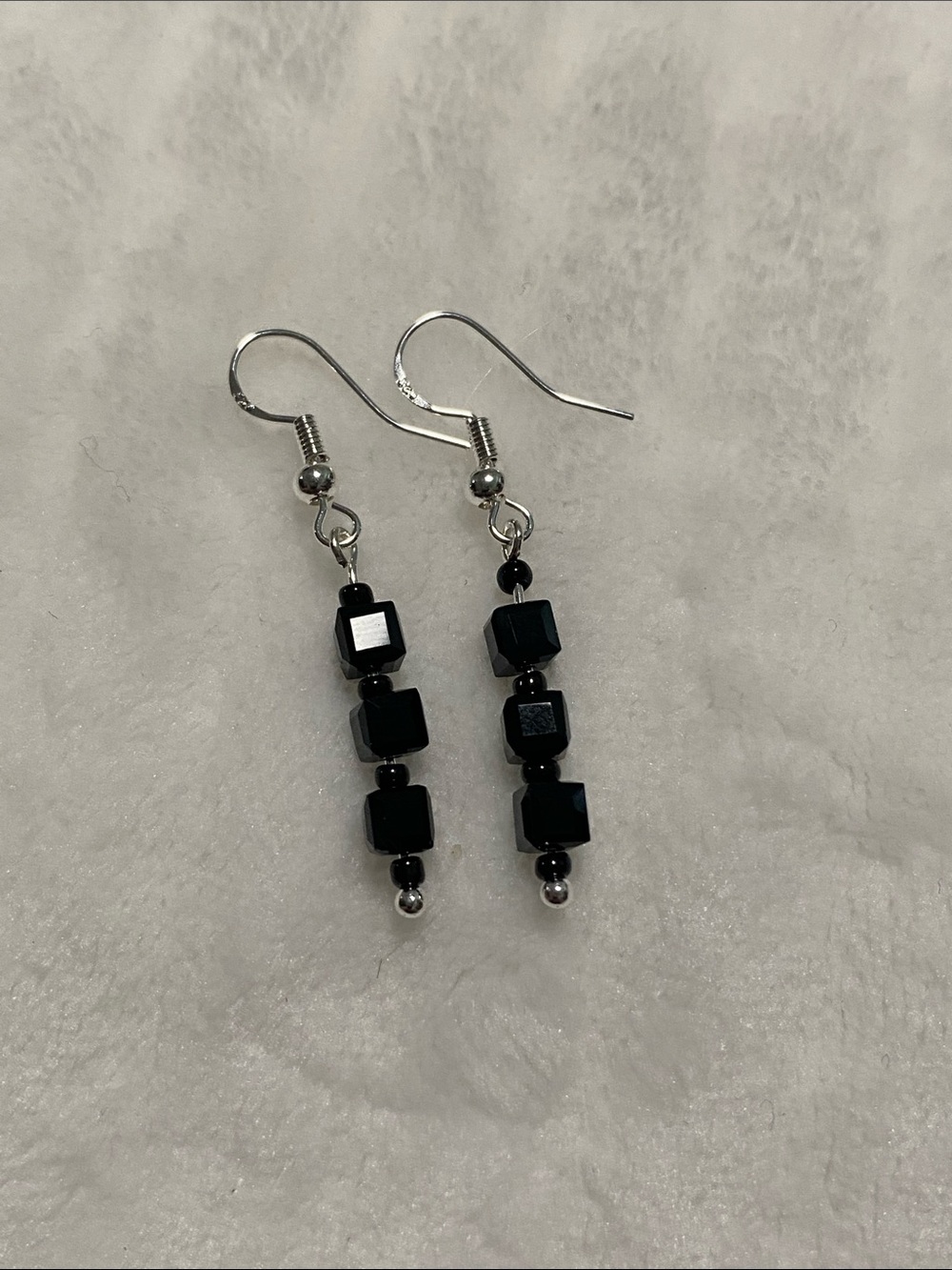Good Vibes 😎 Only Black Cube Bead Drop Earrings - Women Jewelry
